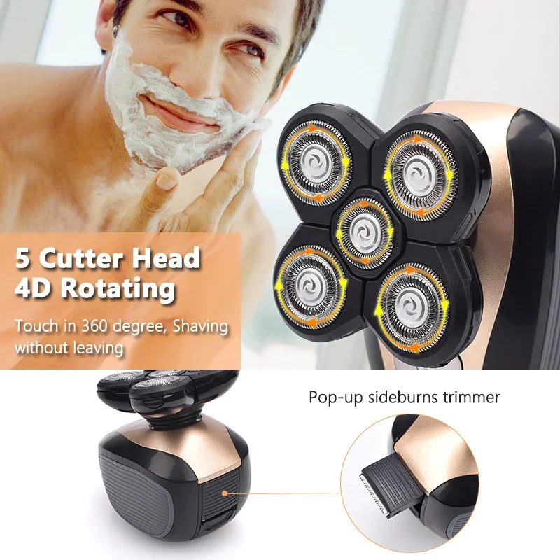 Men's 5-in-1 Shaver Bald Head & Beard Trimmer Rechargeable 