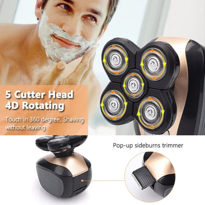 Men's 5-in-1 Shaver Bald Head & Beard Trimmer Rechargeable 